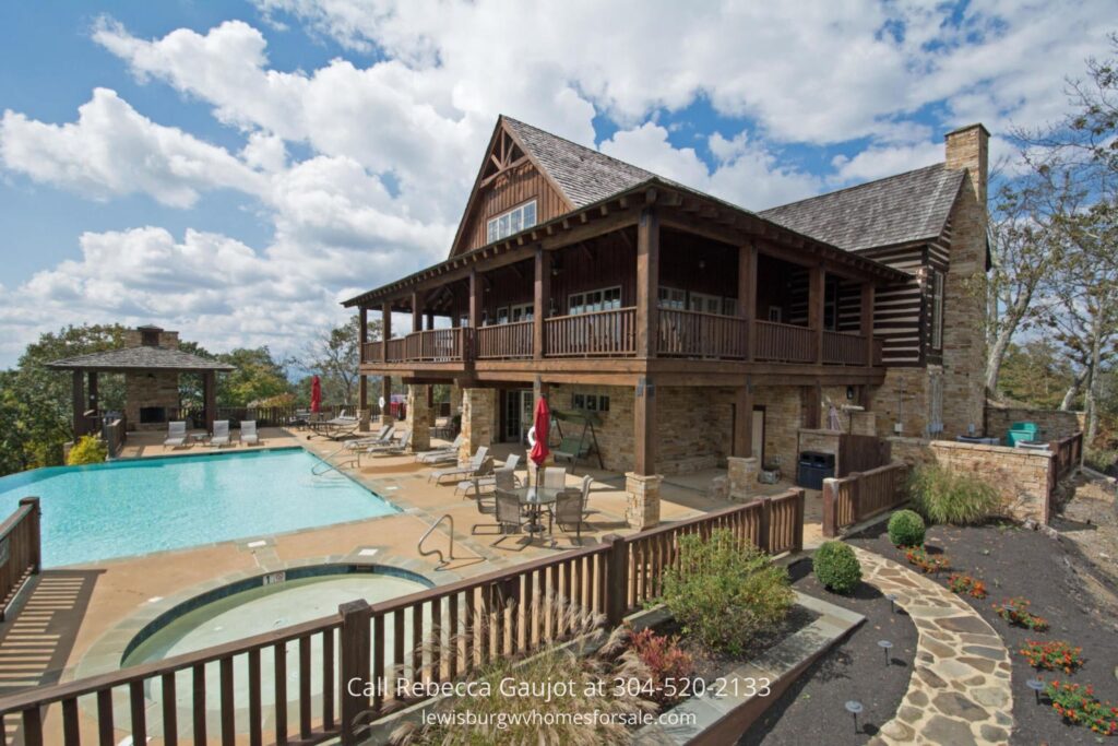 Back view of The Retreat lodge with swimming pool, perfect for holiday getaways